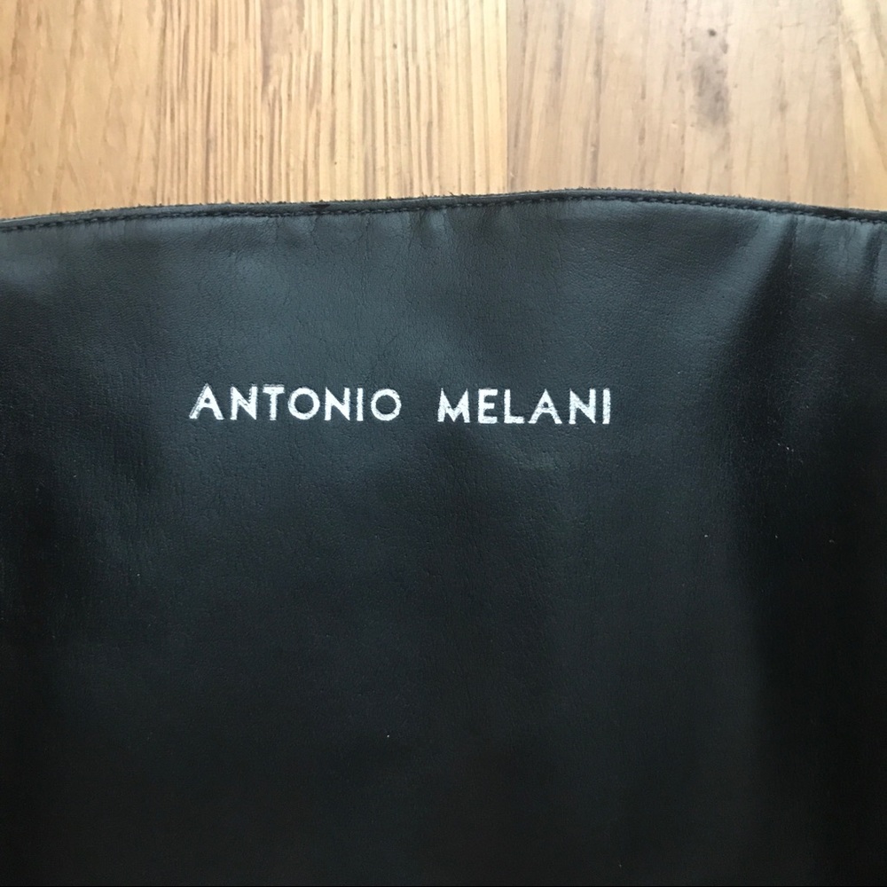 ANTONIO MELANI NWOT Heel Black Mid Calf Leather Buckle Boots 8 - Picture 4 of 6